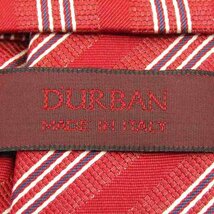 ダーバン ブランド ネクタイ シルク コットン ストライプ柄 伊製生地 メンズ レッド Durban_画像4