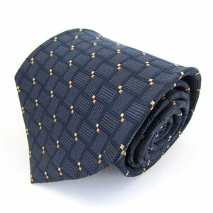 Renoma brand necktie check pattern panel pattern .. pattern silk made in Japan men's navy renoma