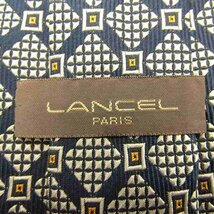 ランセル ブランド ネクタイ チェック柄 格子柄 幾何学模様 シルク メンズ ネイビー LANCEL_画像4