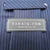 タカキュー ブランド ネクタイ バーチカルストライプ シルク 日本製 メンズ ネイビー TAKA Q_画像4
