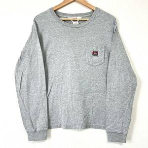 定番♪★BEN DAVIS ベン デイビス★長袖 Tシャツ プルオーバー ロング ロンT トップス コットン ポケット グレー メンズ サイズL/DD7354