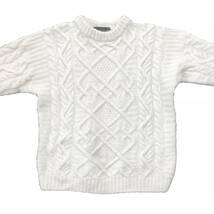 【980円スタート】イングランド製 Skye Knitwear ヴィンテージ フィッシャーマン セーター ホワイト ウールニット UK 古着 難あり BJ0036_画像4