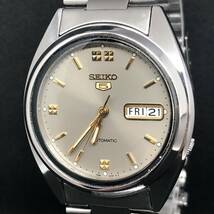 1円　OH済　SEIKO セイコー セイコー5 7S26-3040 2000年製　部品洗浄　注油済み デイデイト 自動巻き シルバー文字盤 メンズ 腕時計_画像1