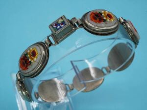 【472】マイクロモザイク モザイクガラス ヴィンテージ ビンテージ ブレスレット 長さ約19cm TIA