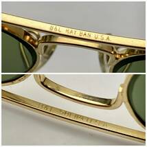 ケースクロス付★B&L RAY-BANボシュロムレイバン Metalメタル1 Gold/#3 ゴールド RB-3 白ロゴ VINTAGEサングラスUSA製 黄緑スモークレンズ_画像5