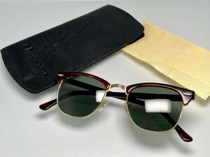 ケース付★B&L RAY-BANボシュロムレイバン CLUBMASTERクラブマスター W0366 Goldゴールド 茶色/G-15 VINTAGEビンテージサングラス USA製