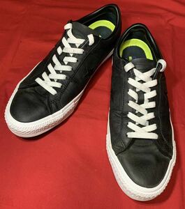 中古 コンバース スケートボーディング US 8 26.5cm 黒 本革 ワンスター レザー スニーカー 送料無料！CONVERSE オールスター/検 vans