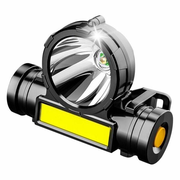 【４個セット】遠距離 高輝度 ダブル光源 USB充電 ヘッドライト LED 500 ルーメン