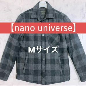 nano universe 西川ダウン シャツ ジャケット ナノユニバース美品M チェック柄 ダウンシャツ ダウンジャケット