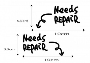 送料無料　世田谷ベース　風　ステッカー ニードリペア　NEEDS　要補修　　給油口　ガソリン　ロゴ　デカール　US アメ車 旧車 トラック