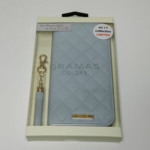 GRAMAS COLORS QUILT Leather Case for iPhone 15 Plus Baby Blue