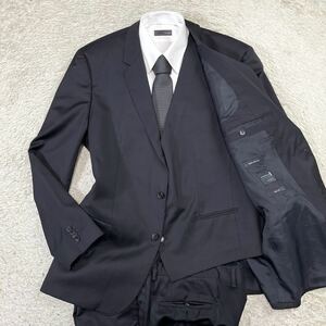 超希少サイズ！ヒューゴボス　グアベロ【至高の3ピース】HUGO BOSS スーツ　セットアップ　スリーピース　ジャケット　ブラック　2XL位