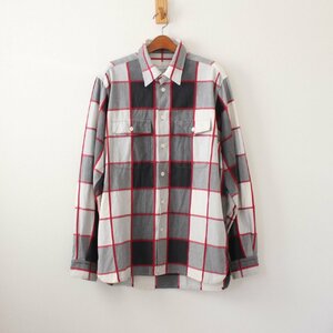 GENERAL RESEARCH ジェネラルリサーチ 00s ネルシャツ HUNTER 日本製 白、グレー、黒のチェック柄に赤のライン M （w-1420105）