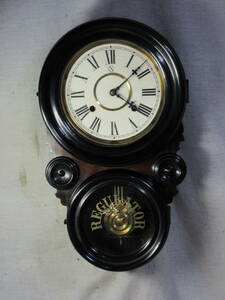 柱時計　8インチ紙文字盤　四つ丸　日本時計製　古時計　完動品