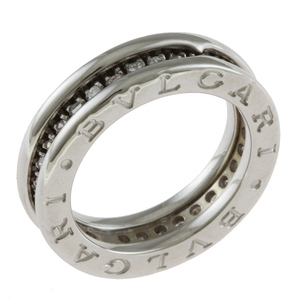 ブルガリ B-zero.1 ビーゼロワン フルダイヤモンド リング 指輪 7.5号 K18ホワイトゴールド ダイヤモンド レディース BVLGARI 中古 美品