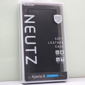 SONY エクスペリア Xperia 8 (au SOV42, UQ mobile, Y!mobile)用 NEUTZ 手帳型ケース 耐衝撃TPU素材 ソフトレザーケース ブラック 未開封品
