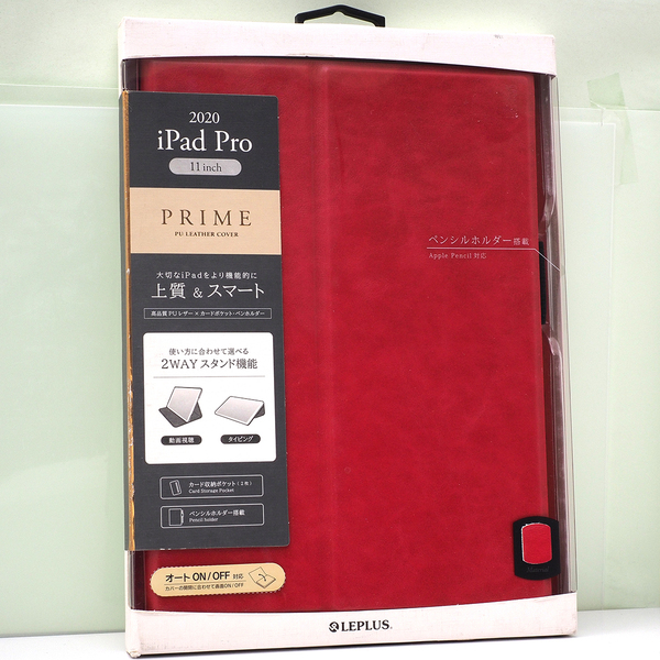 Apple 11インチ iPad Pro 第2世代 2020年モデル 用 LEPLUS ケース 薄型 PUレザーフラップケース PRIME レッド 赤 未開封品