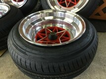 【復刻　スターシャーク】　14×8J　-13　14×9J　-26　4Ｈ-114.3　レッド（赤）　175/60Ｒ14　タイヤセット_画像3