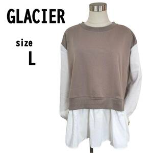 【L】GLACIER グラシア レディース トップス 薄手ニット+シフォン生地