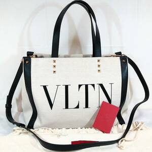 ヴァレンティノ　キャンバス　VLTNロゴ　ショルダーストラップ　トートバッグ　バレンチノ　VALENTINO