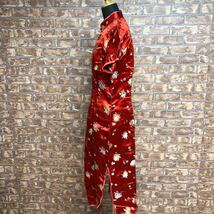 B750【美品】　チャイナドレス チャイナ服　赤　総柄　半袖　イベント コスプレ　パーティー_画像3