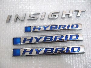 ★希少 インサイト INSIGHT ハイブリッド×3 ZE4? HONDA 車種＆型式不明 ロゴ エンブレム 4点 旧車 中古