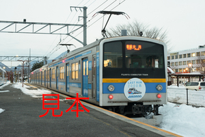 鉄道写真データ（JPEG）、00572761、6000系（LAST RUN 2000系フジサン特急ヘッドマーク）、富士急行、河口湖駅、2016.01.21、（7360×4912