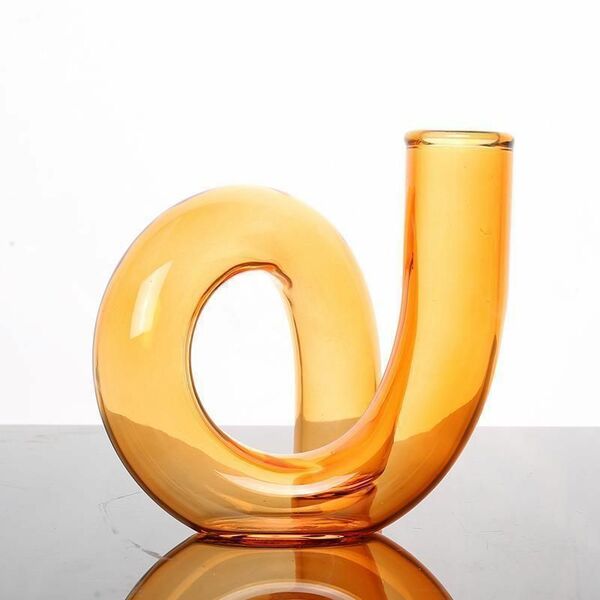 【SHOPS】 一輪挿し かわいい 花瓶 フラワーベース ユニーク 生け花 ガラス オレンジ 不規則花瓶 花瓶 ガラス 小さめ ミニ クリエイティブ
