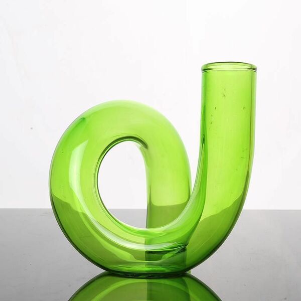 【SHOPS】一輪挿し かわいい 花瓶 フラワーベース ユニーク 生け花 ガラス グリーン 不規則花瓶 花瓶 ガラス 小さめ ミニ クリエイティブ