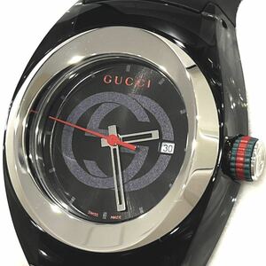 新品 GUCCI グッチ シンク SYNC YA137301 ブラック文字盤 クォーツ 腕時計 男女兼用 ブラック 専用箱保付き 送料無料