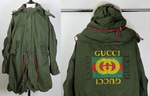 GUCCI Gucci Classic Logo liner hood attaching and detaching . mouton boa Mod's Coat 50 fishtail coat b7619