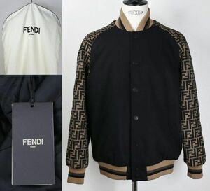 18AW FENDI フェンディ ズッカ柄 スリーブ メルトン スタジャン 44 新品同様 ブルゾン b5930