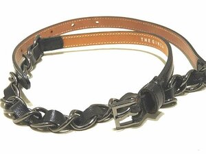 * free shipping beautiful goods THE GINZA The * silver The chain × leather lady's belt * black group V fashion accessories 6A