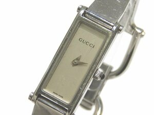 GUCCI グッチ レディース バングルウォッチ クォーツ 時計 ☆ 1500L シルバー系文字盤 縦長 スクエア ▼ シルバーSS 6A