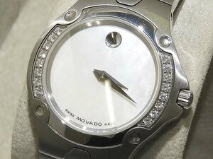  прекрасный товар MOVADO Movado женский кварц часы * 84 A1 1831 S ракушка циферблат серебряный SS бриллиант V спорт выпуск 6A