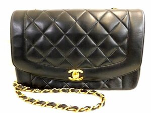 シャネル CHANEL ■ ダイアナ マトラッセ25 ラムスキン A01165 ブラック/ゴールド金具 ヴィンテージ 2番台ショルダーバッグ□ 6A エニニ100