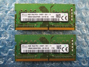 SKhynix 8GB×2枚 計16GB DDR4 PC4-2400T-SA1-11 中古動作品 ノートPC用 メモリ【NM-305】