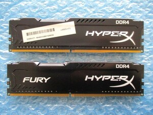 Kingston HyperX FURY 8GB×2枚 計16GB DDR4 PC4-2666XMP-UA2-11 中古動作品 デスクトップ メモリ【DM-752】