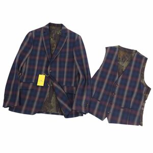  unused Etro ETRO jacket tailored the best check cotton wool outer men's 50 navy / bordeaux cf01dd-rm11e26689