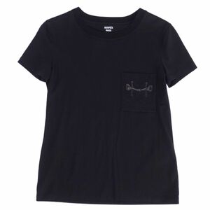 美品 エルメス HERMES Tシャツ カットソー 20AW 半袖 ショートスリーブ ホースビット刺繍 トップス レディース 34 黒 cf01od-rm10f08415
