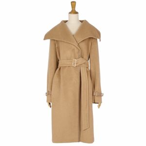 美品 マックスマーラ Max Mara コート 白タグ ロングコート ダブルブレスト キャメル レザー アウター レディース JI44 cf01dd-rm05f08584