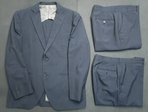 175cm W88cm ジャーナルワークス JOURNAL WORKS メンズ スーツ ジャケット パンツ2本 シングル 2ボタン 紺色 ネイビー ストライプ ビジネス