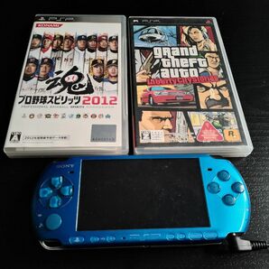 PSP-3000ブルー本体＋充電器＋メモリ4GB＋ソフト２本