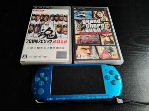 PSP-3000ブルー本体＋充電器＋メモリ4GB＋ソフト２本