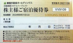 東急不動産　リゾートホテル　株主優待券　ハーヴェスト (~2024/8/31)