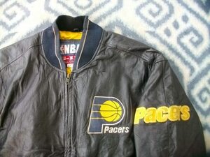 インディアナ ペイサーズ 革？レザー？ジャケット 美品 M Indiana Pacers NBA ペーサーズ