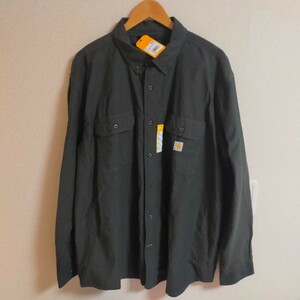 新品未使用タグ付き Carhartt カーハート シャンブレーシャツ TW4368-M ルーズ フィット ミッドウェイト シャンブレー 2XL ブラック(黒）