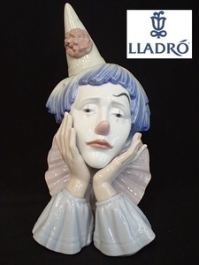 1234[TS]◆LLADRO/リヤドロ◆フィギュリン 陶器の置物/クラウンピエロ 道化師 考えるピエロ