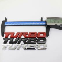 【送料無料】TURBO ロゴ レッド (大) エンブレム メタル ステッカー 外装 内装 カスタムパーツ ターボ 車 汎用品 翌日発送_画像2