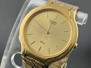 [A11256]1円～☆メンズ腕時計 クォーツ SEIKO セイコー SX ゴールドカラー V701-6K00 動作品